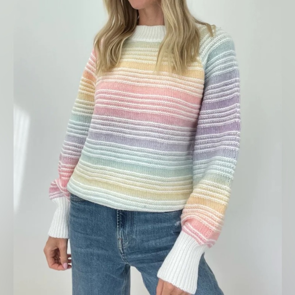 S NWT Six/Fifty Rainbow Pastel Knit Sweater